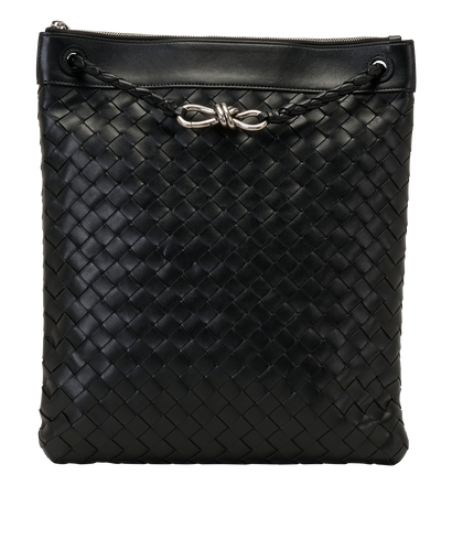 Flat Andiamo Messenger, &pound;1,100, Handbags, Black, Leather, Front view